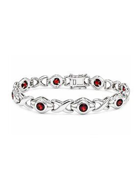 Created 6.96 Cts Garnet Tennis Bracelet Solid .925 Sterling Silver